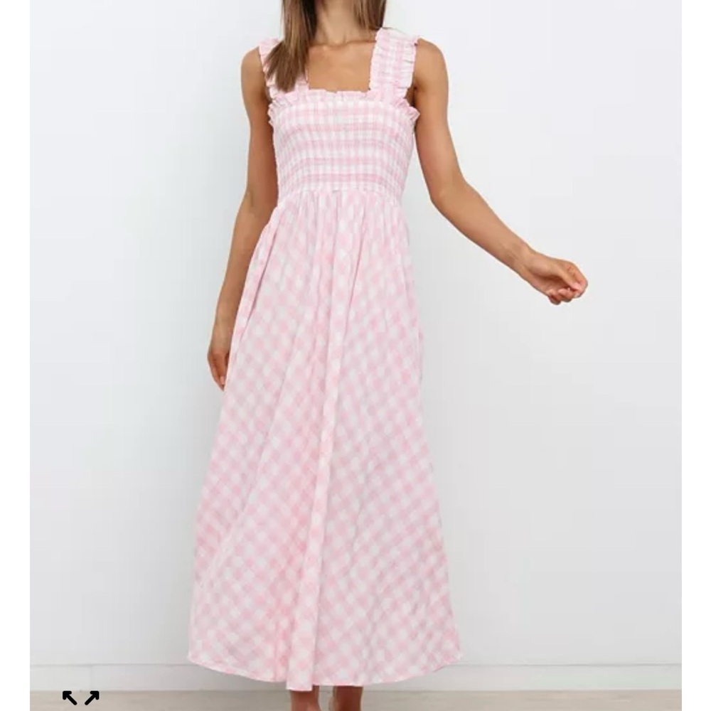 Petal & Pup Pink Checkered Maxi Dress